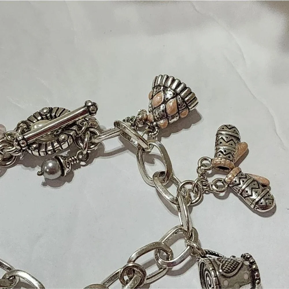 BRIGHTON Winter Wonderland Holiday Charm Bracelet Silver Christmas Snowflake‎